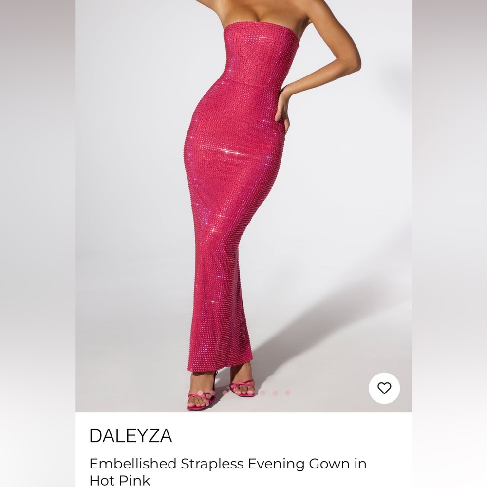 Oh Polly DALEYZA Dress Embellished Strapless Evening Gown in Hot Pink!